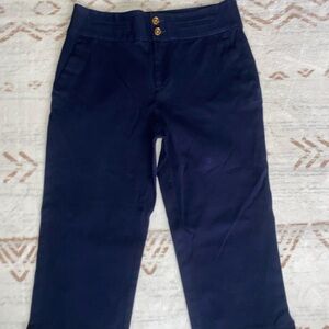 LAUREN Ralph Lauren Navy Cropped Capris Size 4 with Gold-Tone Buttons